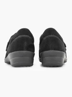 Comfort Schoenen|Medicus Zwarte Leren Comfort Instapper Klittenband