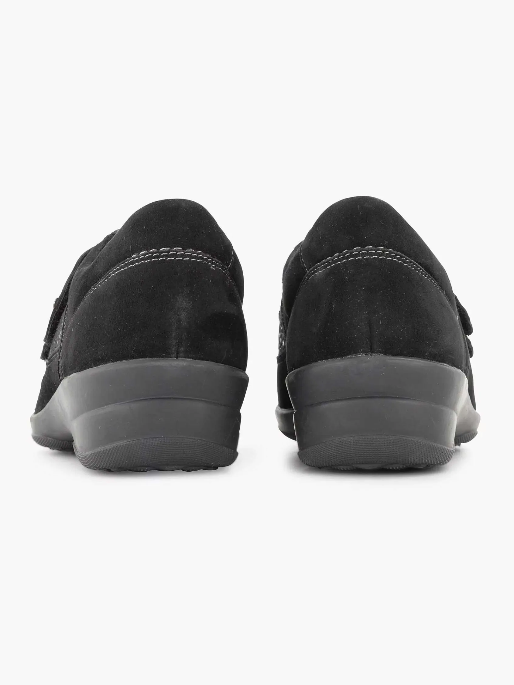 Comfort Schoenen|Medicus Zwarte Leren Comfort Instapper Klittenband