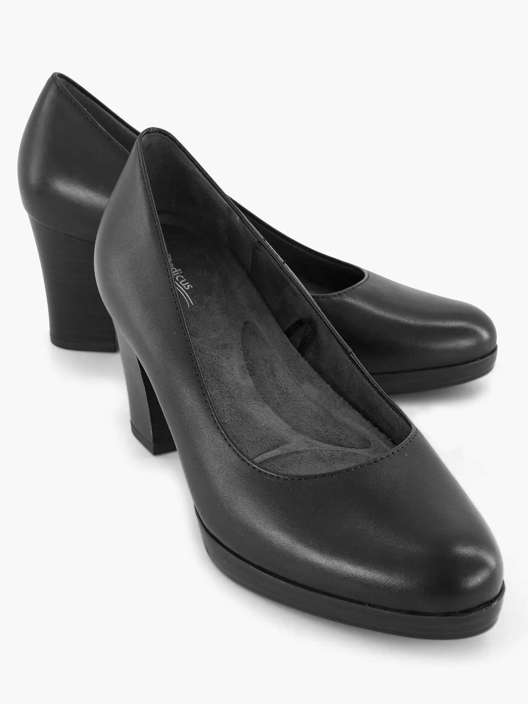 Comfort Schoenen|Medicus Zwarte Leren Comfort Pump