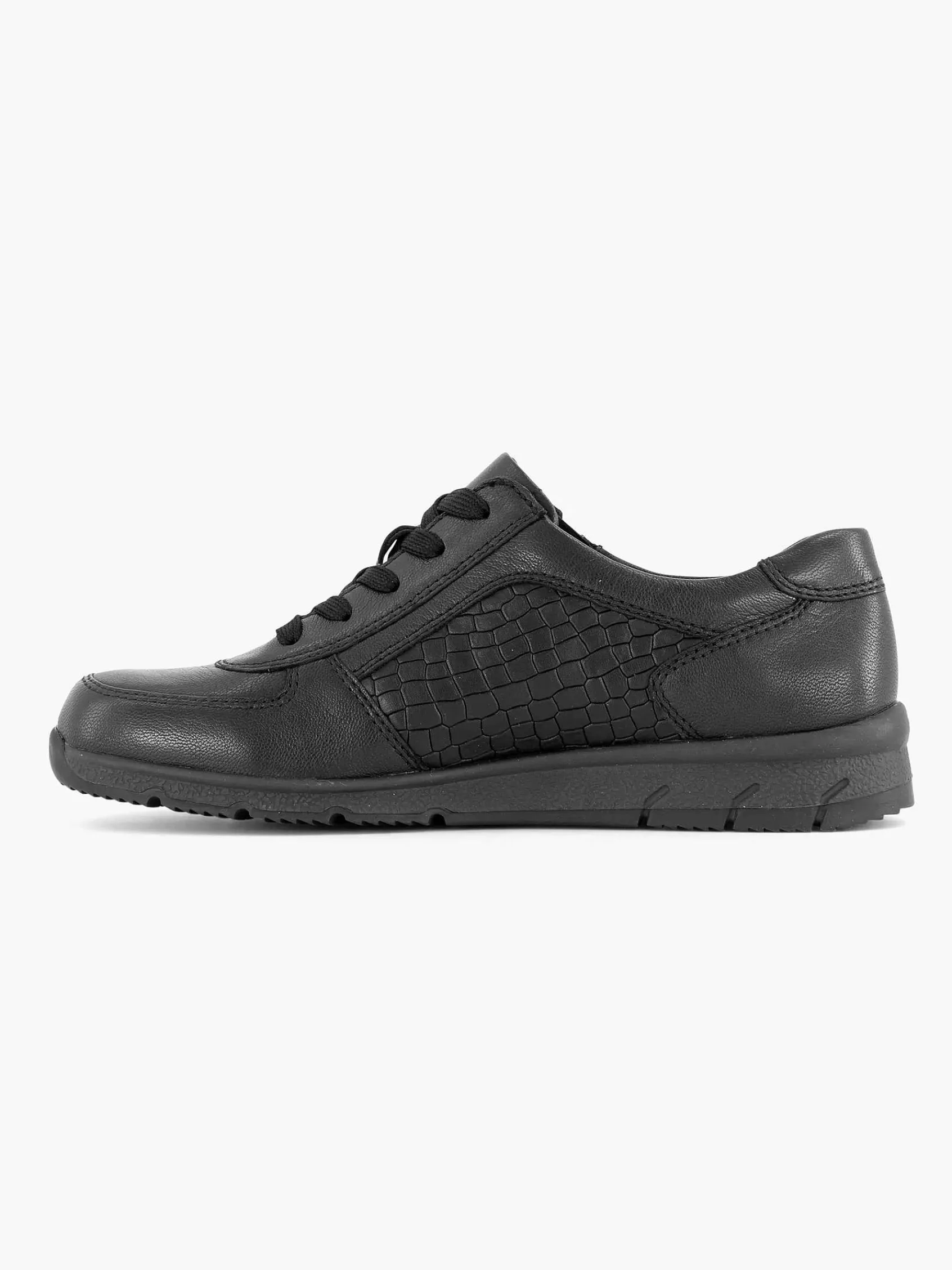 Comfort Schoenen|Medicus Zwarte Leren Comfort Sneaker