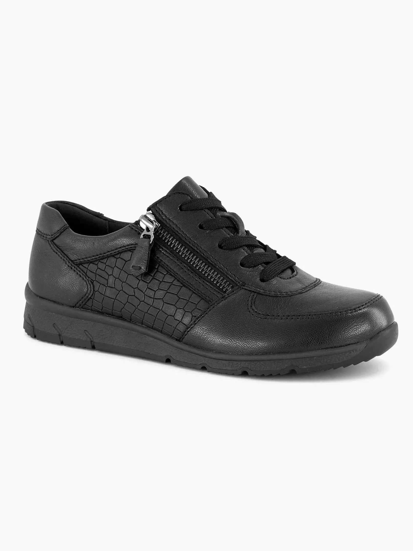 Comfort Schoenen|Medicus Zwarte Leren Comfort Sneaker