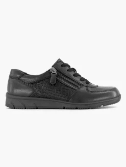 Comfort Schoenen|Medicus Zwarte Leren Comfort Sneaker
