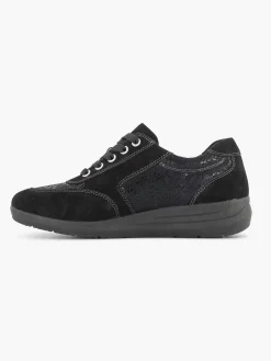 Comfort Schoenen|Medicus Zwarte Leren Comfort Sneaker