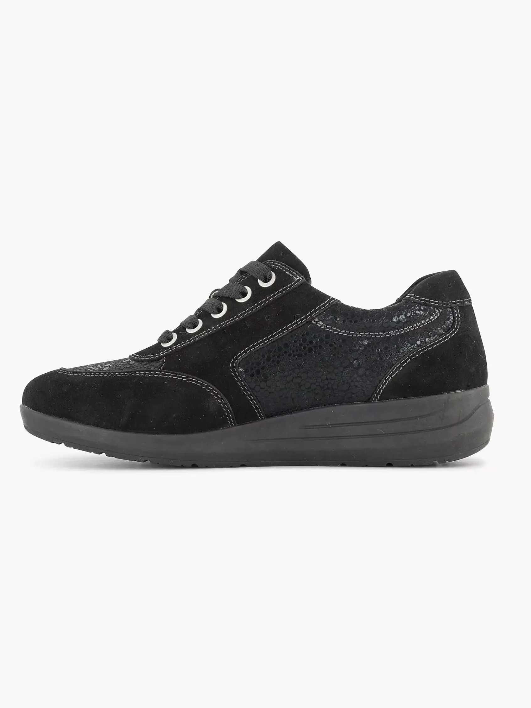 Comfort Schoenen|Medicus Zwarte Leren Comfort Sneaker