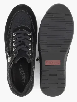 Comfort Schoenen|Medicus Zwarte Leren Comfort Sneaker