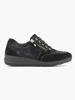 Comfort Schoenen|Medicus Zwarte Leren Comfort Sneaker