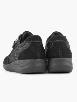 Comfort Schoenen|Medicus Zwarte Leren Comfort Sneaker