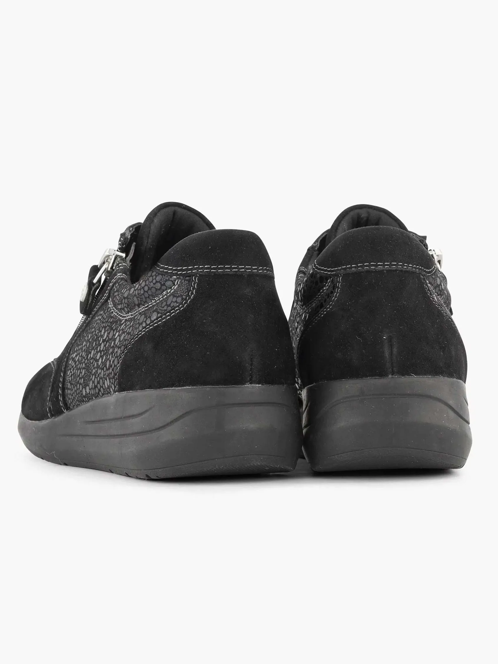 Comfort Schoenen|Medicus Zwarte Leren Comfort Sneaker