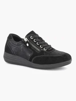 Comfort Schoenen|Medicus Zwarte Leren Comfort Sneaker
