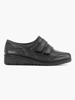 Sneakers|Medicus Zwarte Leren Comfort Sneaker Klittenband