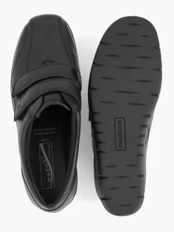 Sneakers|Medicus Zwarte Leren Comfort Sneaker Klittenband