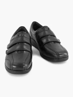 Sneakers|Medicus Zwarte Leren Comfort Sneaker Klittenband