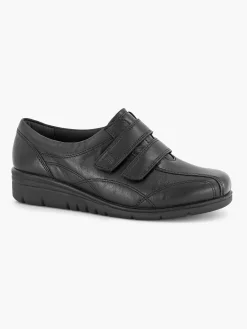 Sneakers|Medicus Zwarte Leren Comfort Sneaker Klittenband