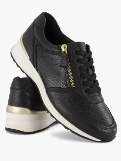 Comfort Schoenen|Medicus Zwarte Leren Comfort Sneaker
