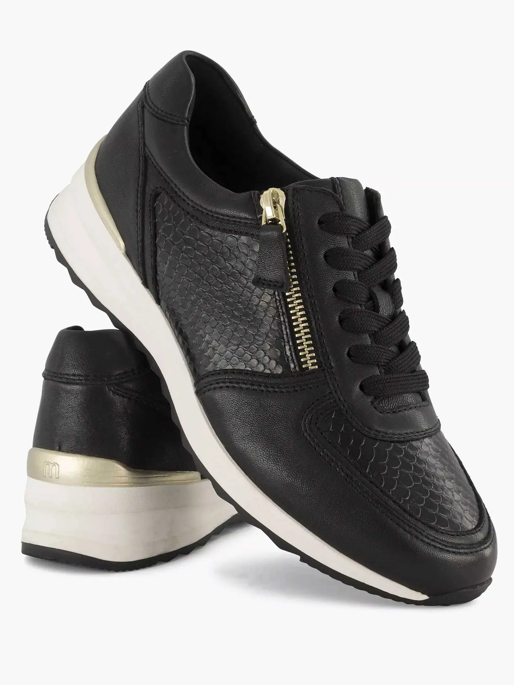 Comfort Schoenen|Medicus Zwarte Leren Comfort Sneaker