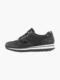 Comfort Schoenen|Medicus Zwarte Leren Comfort Sneaker Croco