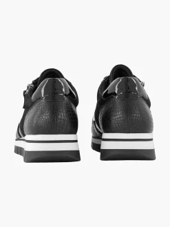 Comfort Schoenen|Medicus Zwarte Leren Comfort Sneaker Croco