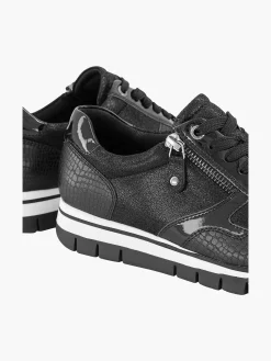 Comfort Schoenen|Medicus Zwarte Leren Comfort Sneaker Croco