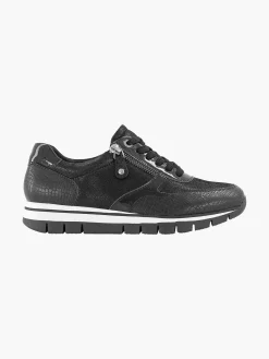 Comfort Schoenen|Medicus Zwarte Leren Comfort Sneaker Croco