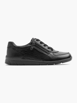 Comfort Schoenen|Medicus Zwarte Leren Comfort Sneaker