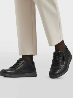 Comfort Schoenen|Medicus Zwarte Leren Comfort Sneaker