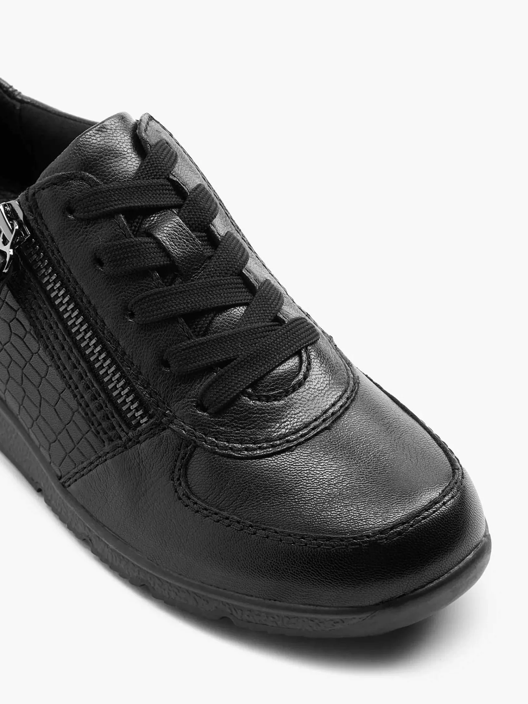 Comfort Schoenen|Medicus Zwarte Leren Comfort Sneaker