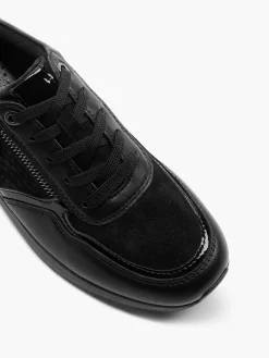 Comfort Schoenen|Medicus Zwarte Leren Comfort Veterschoen
