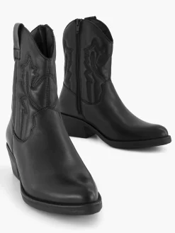 Enkellaarzen & Boots|Oxmox Zwarte Leren Cowboy Laars