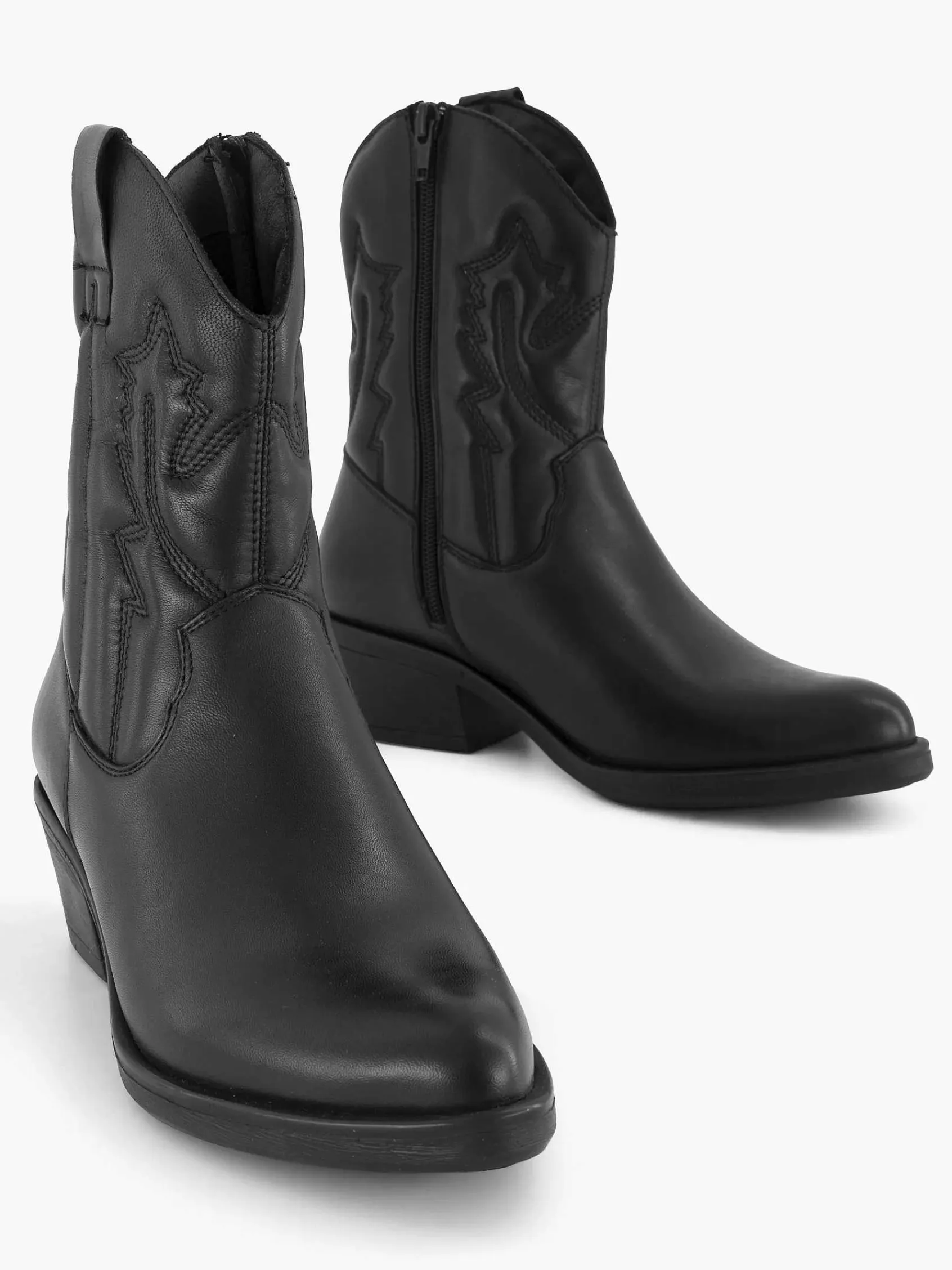 Enkellaarzen & Boots|Oxmox Zwarte Leren Cowboy Laars