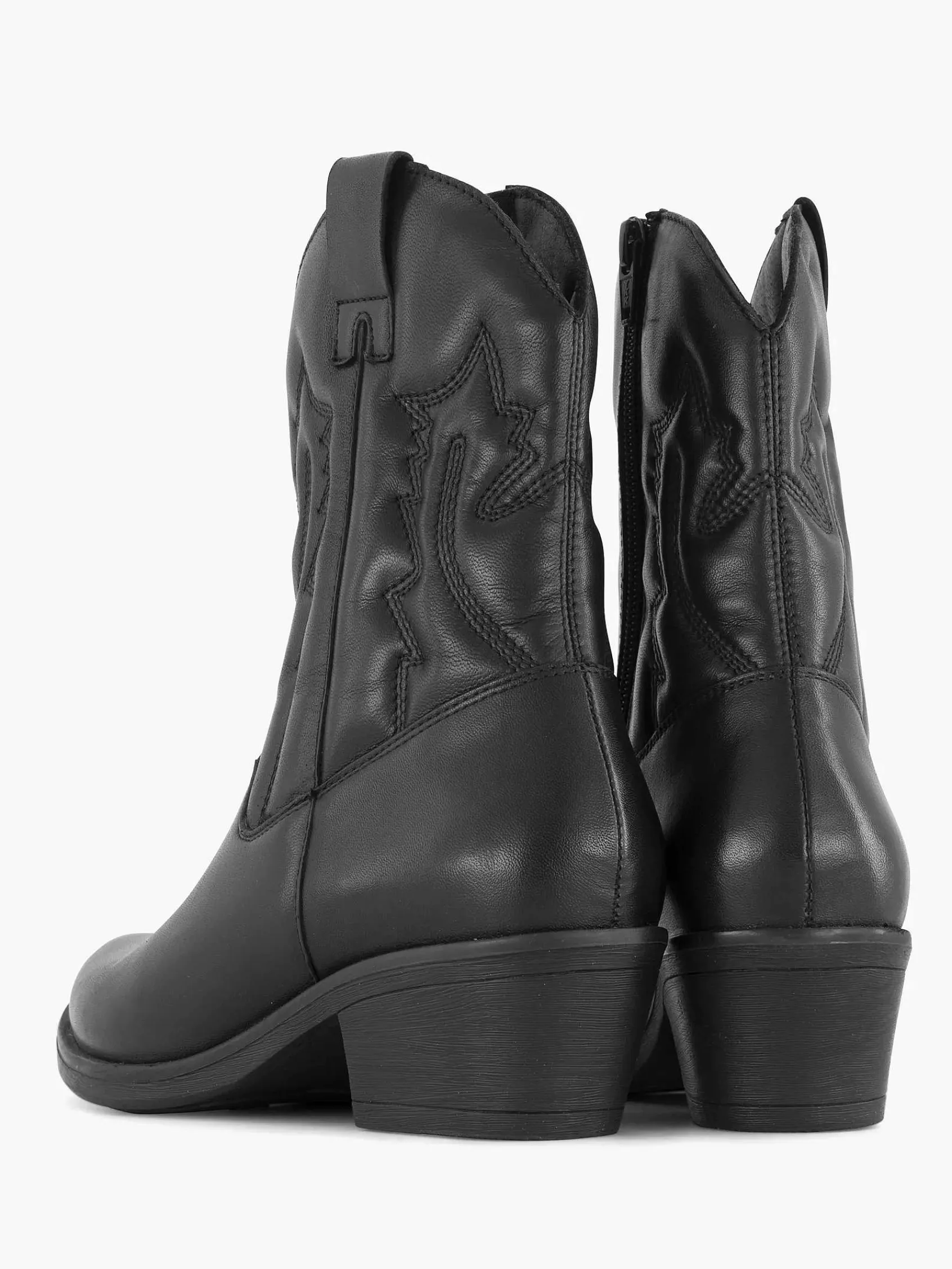 Enkellaarzen & Boots|Oxmox Zwarte Leren Cowboy Laars