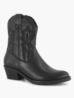 Enkellaarzen & Boots|Oxmox Zwarte Leren Cowboy Laars