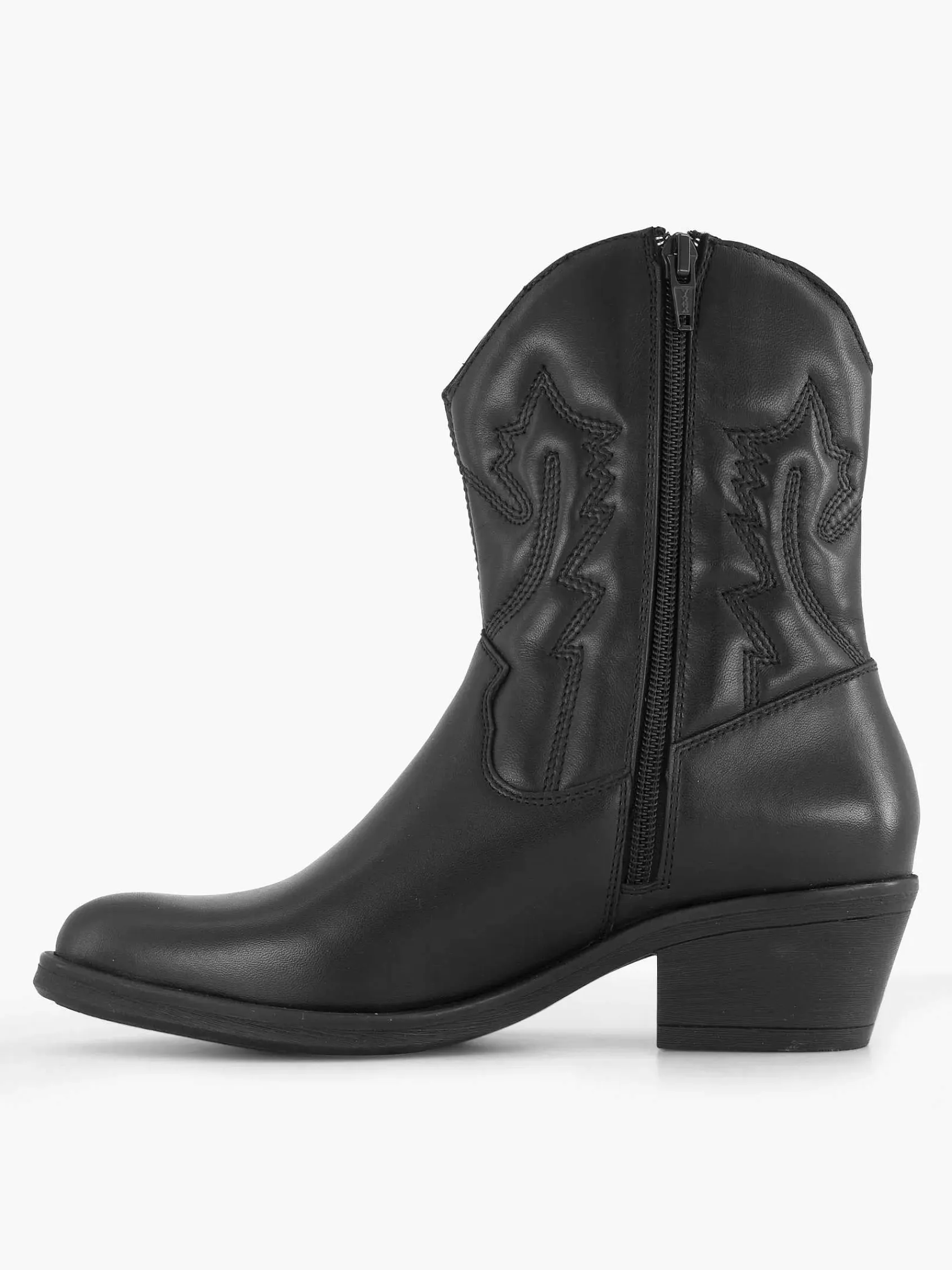 Enkellaarzen & Boots|Oxmox Zwarte Leren Cowboy Laars