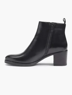 Enkellaarzen & Boots|5th Avenue Zwarte Leren Enkellaars Hak