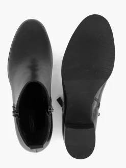 Enkellaarzen & Boots|5th Avenue Zwarte Leren Enkellaars Hak