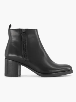 Enkellaarzen & Boots|5th Avenue Zwarte Leren Enkellaars Hak