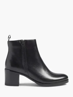 Enkellaarzen & Boots|5th Avenue Zwarte Leren Enkellaars Hak