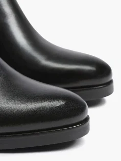 Enkellaarzen & Boots|5th Avenue Zwarte Leren Enkellaars Hak