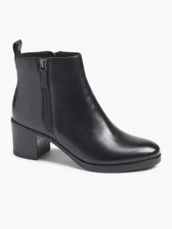 Enkellaarzen & Boots|5th Avenue Zwarte Leren Enkellaars Hak