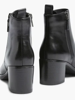 Enkellaarzen & Boots|5th Avenue Zwarte Leren Enkellaars Hak