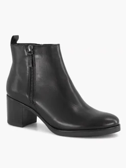 Enkellaarzen & Boots|5th Avenue Zwarte Leren Enkellaars Hak