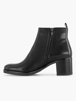 Enkellaarzen & Boots|5th Avenue Zwarte Leren Enkellaars Hak