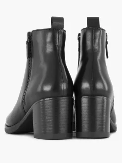 Enkellaarzen & Boots|5th Avenue Zwarte Leren Enkellaars Hak