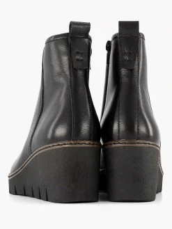Enkellaarzen & Boots|5th Avenue Zwarte Leren Enkellaars Sleehak