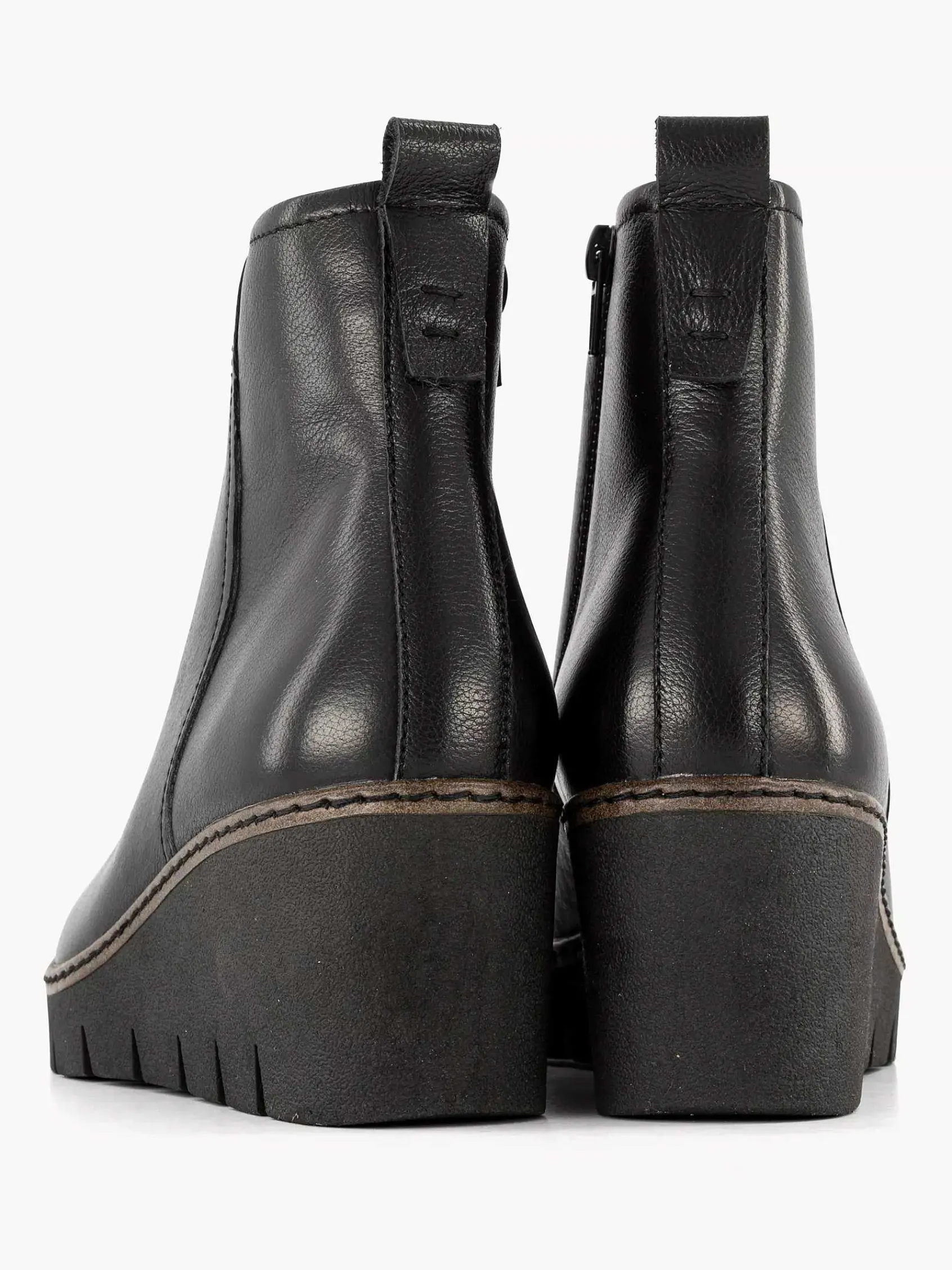 Enkellaarzen & Boots|5th Avenue Zwarte Leren Enkellaars Sleehak