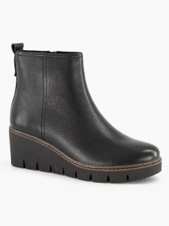 Enkellaarzen & Boots|5th Avenue Zwarte Leren Enkellaars Sleehak