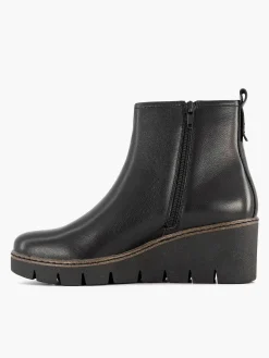 Enkellaarzen & Boots|5th Avenue Zwarte Leren Enkellaars Sleehak