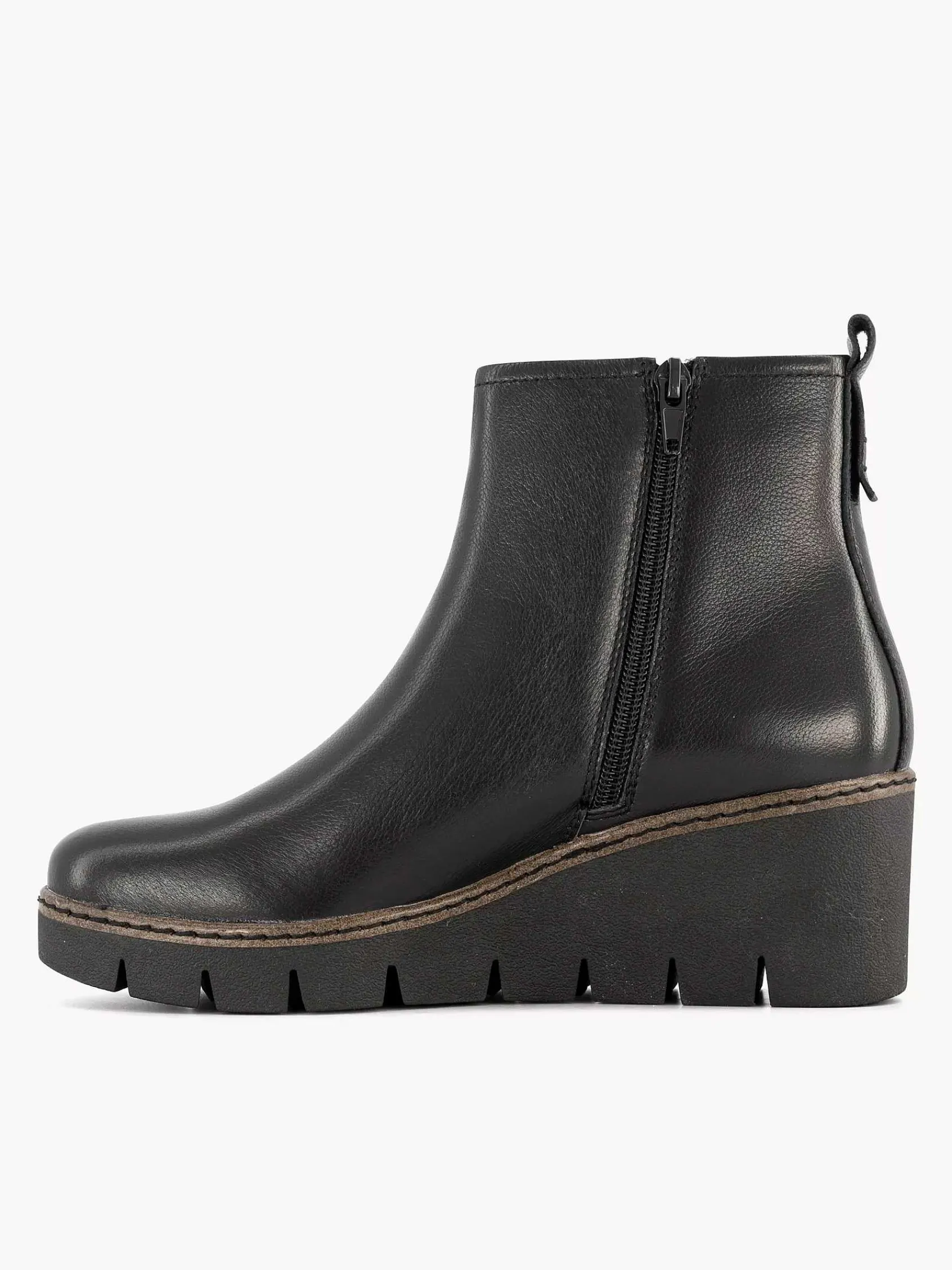 Enkellaarzen & Boots|5th Avenue Zwarte Leren Enkellaars Sleehak