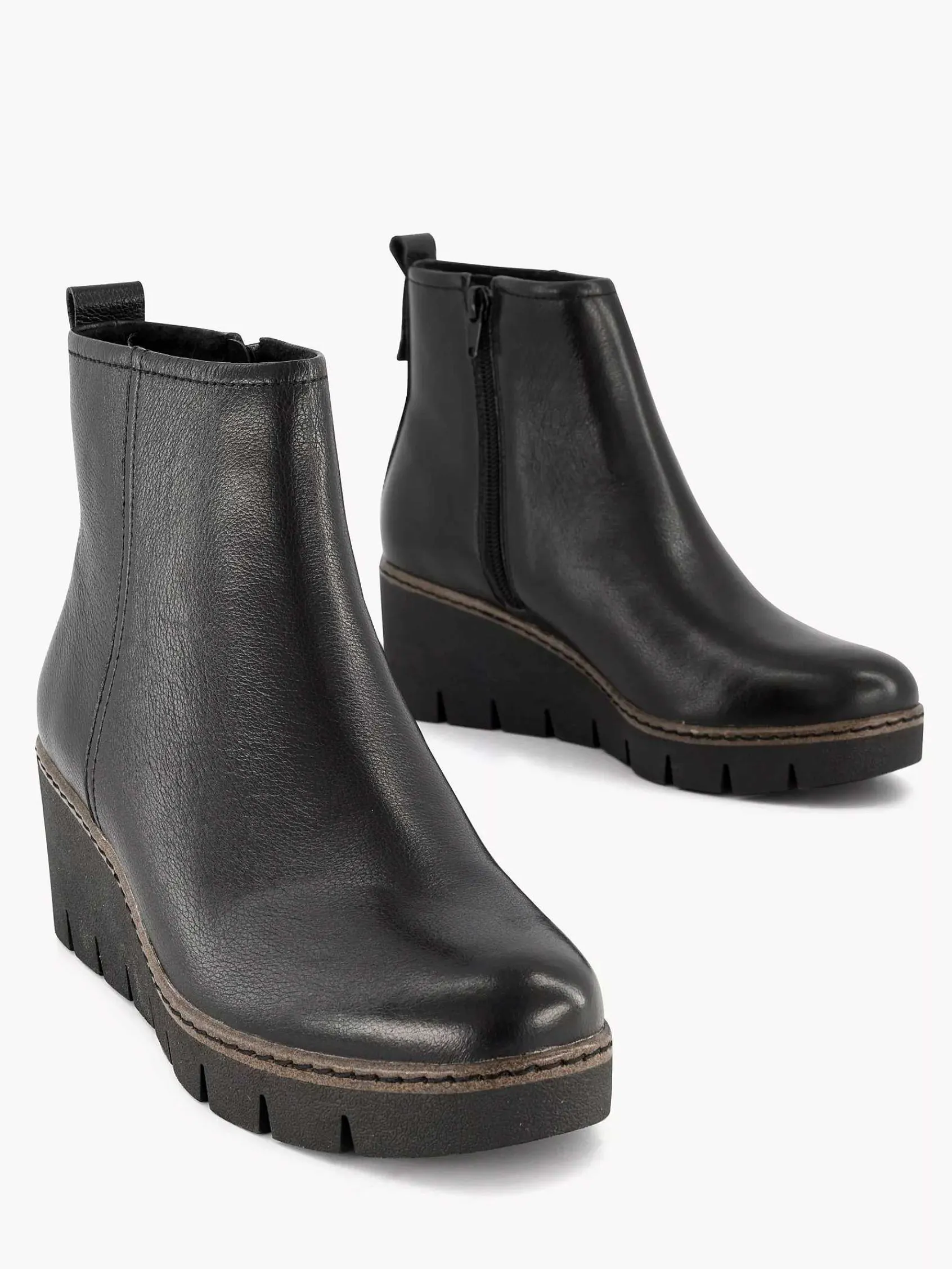 Enkellaarzen & Boots|5th Avenue Zwarte Leren Enkellaars Sleehak