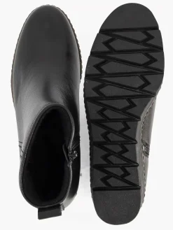 Enkellaarzen & Boots|5th Avenue Zwarte Leren Enkellaars Sleehak