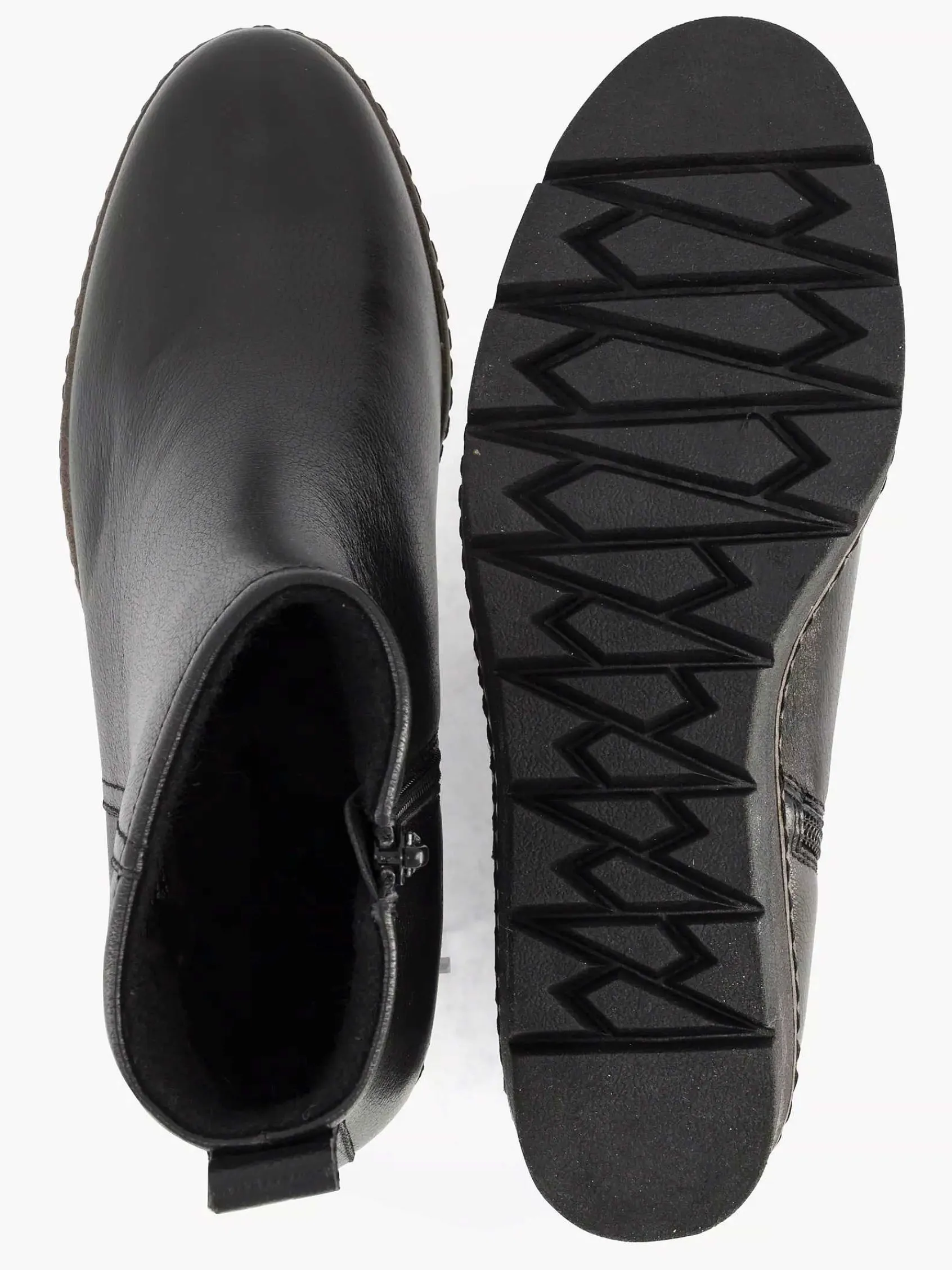 Enkellaarzen & Boots|5th Avenue Zwarte Leren Enkellaars Sleehak
